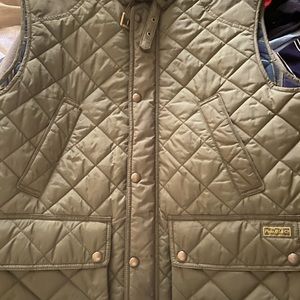 Polo R&L Co Mens Quilted Vest. Forest Green w Plaid inside design